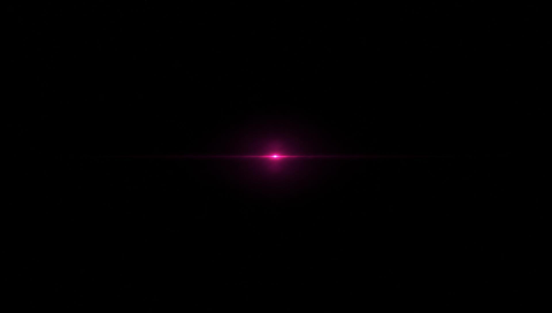 Reference frame, a single intense hot pink point of light igniting in pure black with a soft violet haze